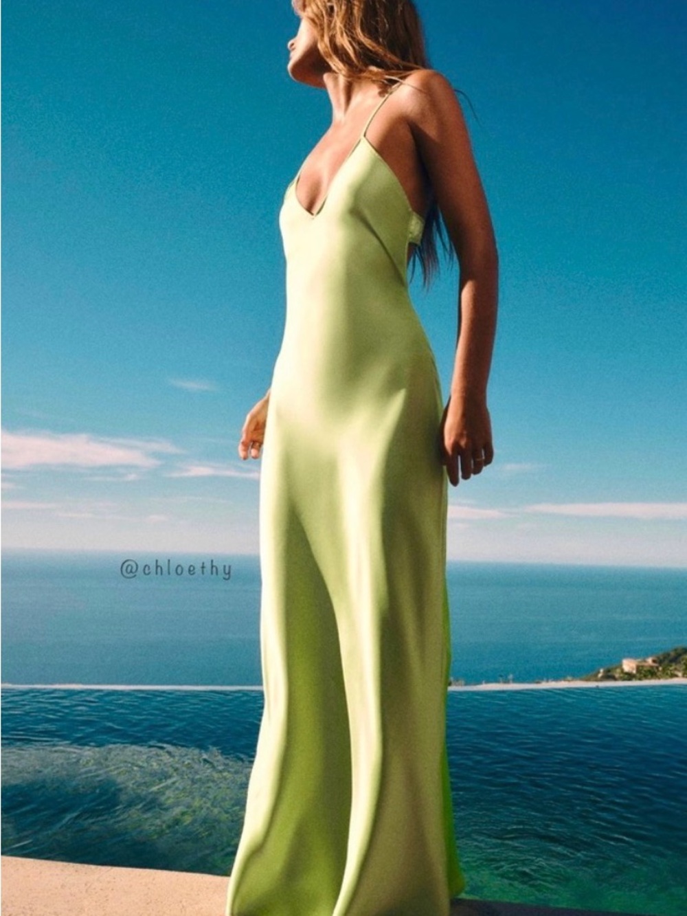 Zara Lime Green Slip Maxi Dress